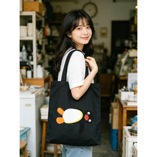 Chim cánh cụt Pingu dễ thương với túi Tote vải gấu bông - Túi đeo vai dung tích lớn dành cho học sinh, nhiều lựa chọn có sẵn