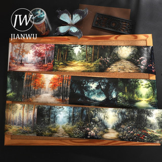 JIANWU 80mm * 510cm Vintage Ma Thuật Rừng Phong Cảnh Chất Liệu Cắt Băng Thêu Sò Washi Sáng Tạo DIY Tạp Chí Văn Phòng Phẩm