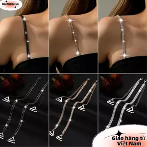 Dây đeo áo ngực kim cương giả NORDICLIFE, Dây đeo vai đồ lót chống trượt có thể điều chỉnh, Dây đeo ngực trang trí vai gợi cảm thanh lịch Váy dạ hội thay thế