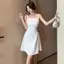 Pháp Retro Người Nổi Tiếng Thiết Kế Phong Cách Niche Đầm Nữ Mùa Hè Phong Cách Mới Cao Cấp Tính Khí Người Nổi Tiếng Sling Slim-Fit Slimer Look Niche Trắng Chữ A Váy Ngắn Bán Chạy