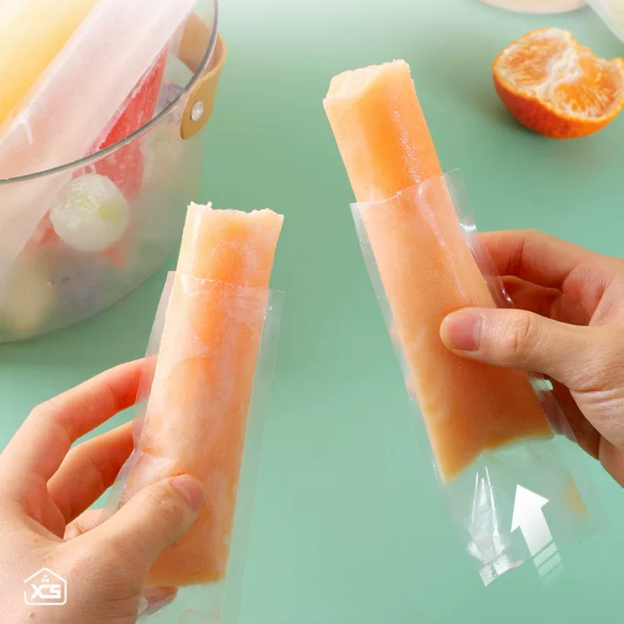 Set 100 Túi Làm Kem Dùng 1 Lần, Túi Làm Đá Siro, Sữa Chua, Nước Trái Cây An Toàn Vệ Sinh Kèm Phễu