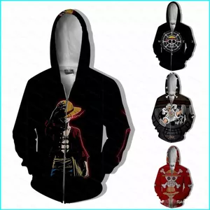 SY3 ONE PIECE Áo Khoác Luffy Gear Cosplay Unisex Top Dài Tay Dây Kéo Áo Khoác Thời Trang Anime Casual 3D Áo Khoác Ngoài Plus Kích Thước