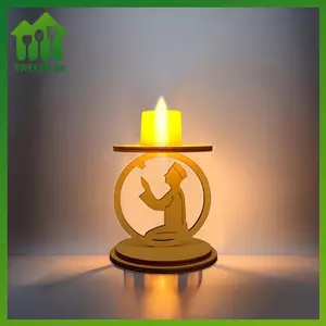SWEET Gỗ Nến Cho Đồ Trang Trí Ramadan Eid Al-Fitr Candlestis Trang Trí Bàn Đồ Dùng Dự Tiệc Hồi Giáo n