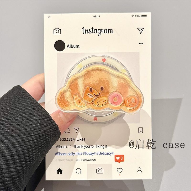 Lắc Happy Croissant Từ Tính Apple 16promax Ốp Lưng Điện Thoại 15 / 13 / 14Plus / 12 Nữ 11 / 8 Dễ Thương x