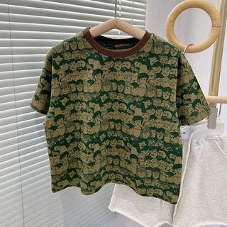 Trẻ Em Mùa Hè Phong Cách Mới Nhân Vật Hoạt Hình In Đầy Đủ Áo Thun Ngắn Tay Bé Trai Nhanh Khô Thoáng Khí Hoa Cà Vạt-D