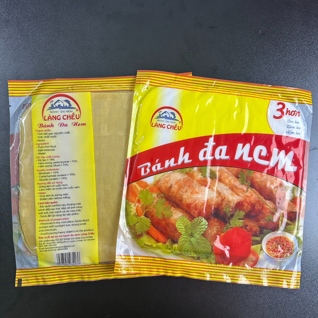 Combo Bánh Đa Nem Làng Chiều loại dày túi 20 lá - Bánh Đa Nem Dai, Vàng, dễ cuốn, Ngon, Giòn lâu