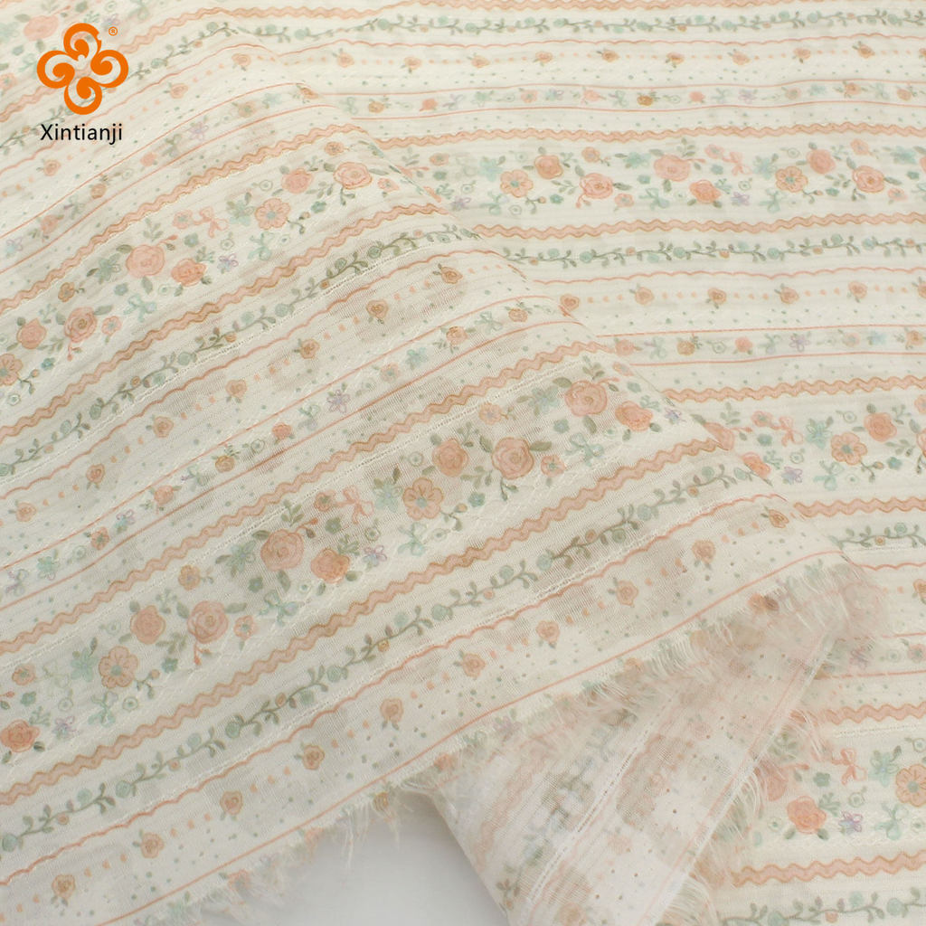 Thoáng Khí Mỏng Đốt Cháy Hoa Vải Jacquard Màu Xanh Nhạt Hình Thoi Nổi Đường Ẩn Dệt May Cho Sườn Xám Làm TJ2750