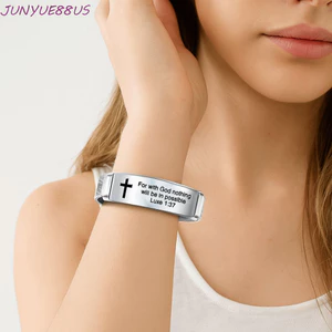 Vòng tay tình bạn gia đình JUNYUE88US, Câu Kinh thánh Câu trích dẫn truyền cảm hứng có thể điều chỉnh Braclets, Vòng đeo chéo bằng thép không gỉ / PVC đơn giản Tôn giáo