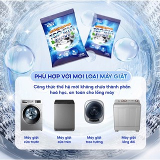 Bột vệ sinh lồng máy giặt TopGia, Combo 3 gói tẩy lồng giặt, khử mùi, làm sạch cặn bẩn, diệt khuẩn