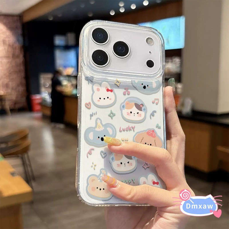 Ốp điện thoại dạng kem trắng hình động vật Graffiti dễ thương cho iPhone 17 Air 16 15 14 Plus 13 12 11 Pro Max XR XS Max X 8 7 6 6s Plus SE3 SE2 2022 2020 Vỏ mềm hình chó mèo hoạt hình