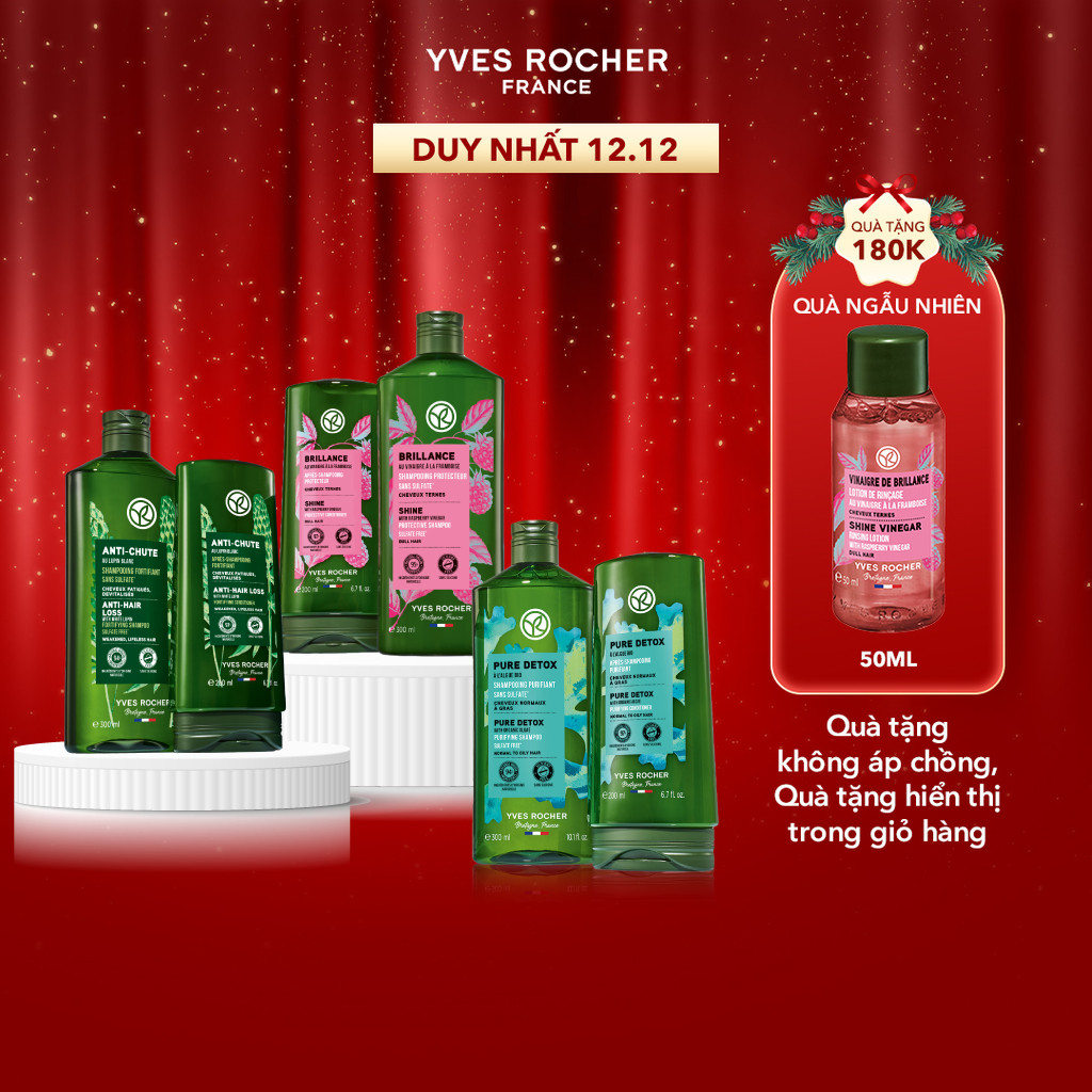 Bộ gội xả thiên nhiên không Sulfate không Silicon Yves Rocher 300mlx200ml (nhiều phân loại)