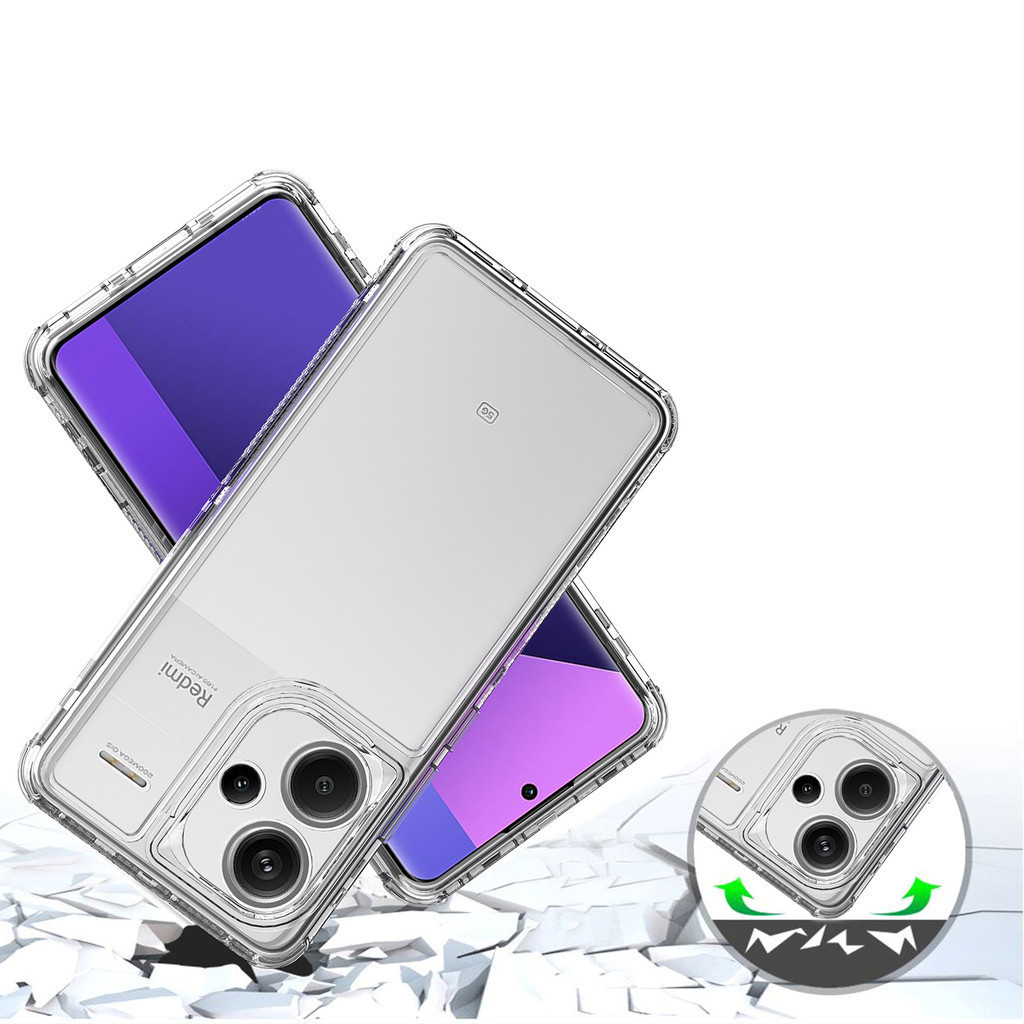 Ốp Điện Thoại Trong Suốt Acrylic 3 TRONG 1 Cho Redmi Note 14 13 12 11 10 Pro Plus A5 A4 A3 A2 A1 4G 5G 15 15C 13C 12C 10C 4G 5G Bốn Góc Chống Sốc