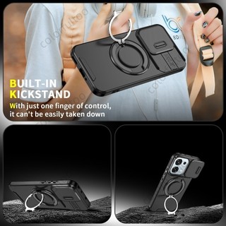 Ốp Điện Thoại Chống Sốc Oppo A6 Pro 2025 Cho Oppo A6 Pro A 6Pro OppooA6Pro A6X 4G 5G Đẩy Kéo Trượt Bảo Vệ Ống Kính Máy Ảnh Vỏ Cứng Ốp Lưng Có Giá Đỡ Vòng Kim Loại