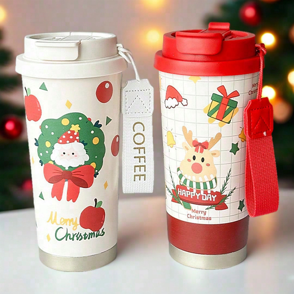 Quà tặng Noel Cốc giữ nhiệt Giáng sinh, Khăn và thiệp đỏ