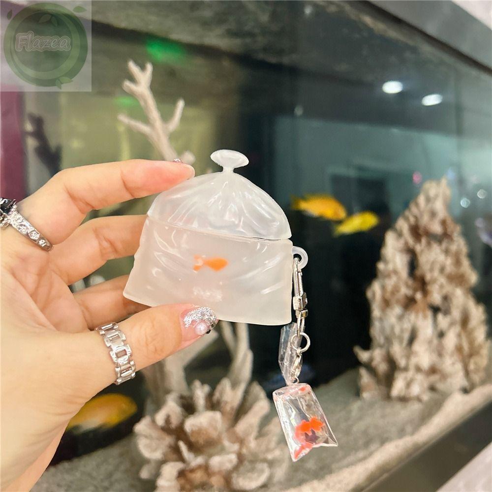 Vỏ tai nghe FLAZEA, Tai nghe cá vàng chống rơi, Chống bụi chống trầy xước với mặt dây chuyền cá vàng Vỏ hộp sạc cho Airpods 4 3 2 1 / / Pro2