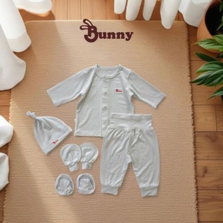 Bộ áo cúc bấm quần cạp cao Bunnybaby cho bé trai chất thun Modal mềm mịn (2)