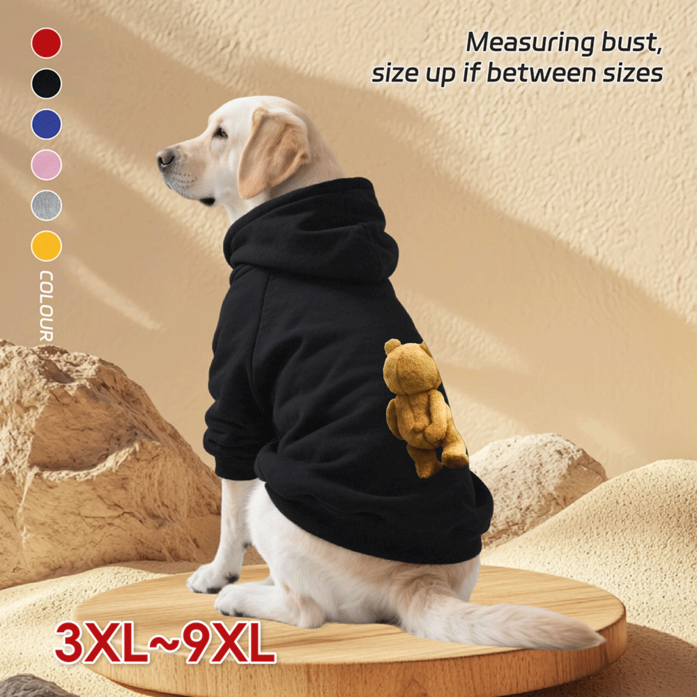 Áo Hoodie cho chó lớn 3XL-9XL, in hình gấu dễ thương, phong cách chui đầu, Có 6 màu, Vải mềm, Thoải mái, thoáng khí, ấm áp, có thể giặt được, Thích hợp cho tất cả các giống chó lớn