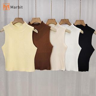 Áo Marbit cổ rùa không tay phong cách Hàn Quốc, màu trơn, phù hợp làm áo cơ bản cho nữ