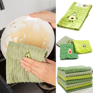 Khăn lau tay thêu Coral Velvet Rag Vải thấm hút nhà bếp