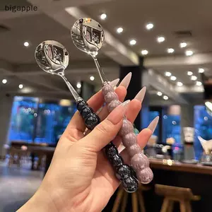 Thìa tay cầm ngọc trai bằng thép không gỉ bigapple, Thìa tráng miệng bánh kem RDG
