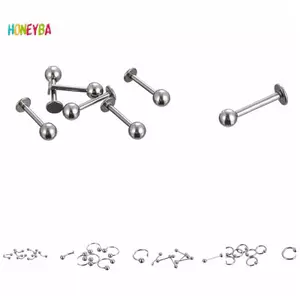 < Honeyba > Thép không gỉ Body Piercing Jewelery Lông mày Lưỡi Bar Labret Lip Nose Nhẫn Đẹp