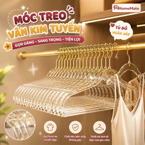 Combo 10 Móc Treo Quần Áo Trong Suốt HomeMate – Mắc Áo Kim Tuyến Chống Trượt Xoay 360° Đa Năng Cao Cấp