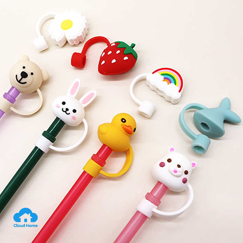 🌤️COD🌤️Nắp đậy ống hút silicon chống bụi, phụ kiện ống hút silicon dễ thương, thân thiện với môi trường cho bé và
