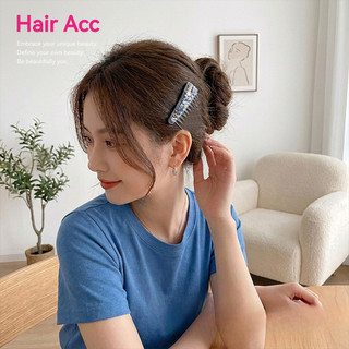2026 Xanh Kim Cương Giả Ngọc Trai Nhấp Nháy Tính Khí Chèn Lược Ánh Sáng Sang Trọng Thanh Lịch Trán Vỡ Sắp Xếp Tóc Upside