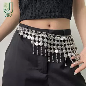 Dây đeo thắt lưng bằng kim loại Bạc cổ điển Phong cách Bohemian Dây thắt lưng Trang sức cơ thể Thắt lưng Trang sức phong cách dân tộc