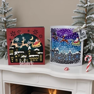 2 Đêm Giáng Sinh Hình Xe Trượt Tuyết Kim Loại Thép Carbon Cắt Khuôn DIY Vải Album Ảnh Thiệp Chúc Mừng Cắt Chết Giấy Nghệ Thuật Sổ Lưu Niệm Dập Nổi Khắc Bản Mẫu