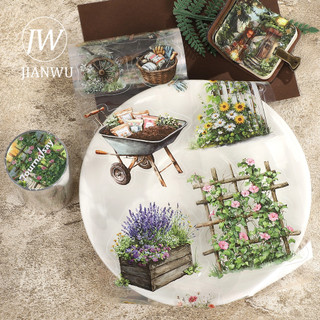 JIANWU 80mm * 224cm Vintage Vườn Thực Vật Hoa Phong Cảnh Chất Liệu Cắt Băng Thêu Sò PET Sáng Tạo DIY Tạp Chí Văn Phòng Phẩm