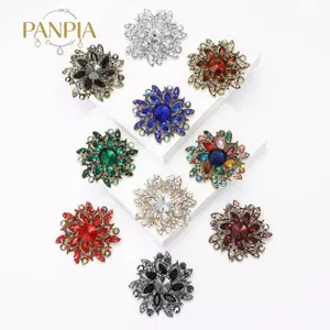 PNPIA- 1 Cái Thanh Lịch Ve Áo Hoa Pin Phóng Đại Thời Trang Retro Sống Động Nhiều Màu Sắc Pha Lê Thủy Tinh Thổ Cẩm Pin Nữ Áo Lớn Phụ Kiện