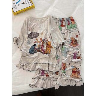 Phong Cách Hàn Quốc Dễ Thương Winnie the Pooh Hoạt Hình In Loungewear Niche 2026 Phong Cách Mới Ren Quần Ngắn Tay Bộ Đồ Ngủ Nữ 5.19