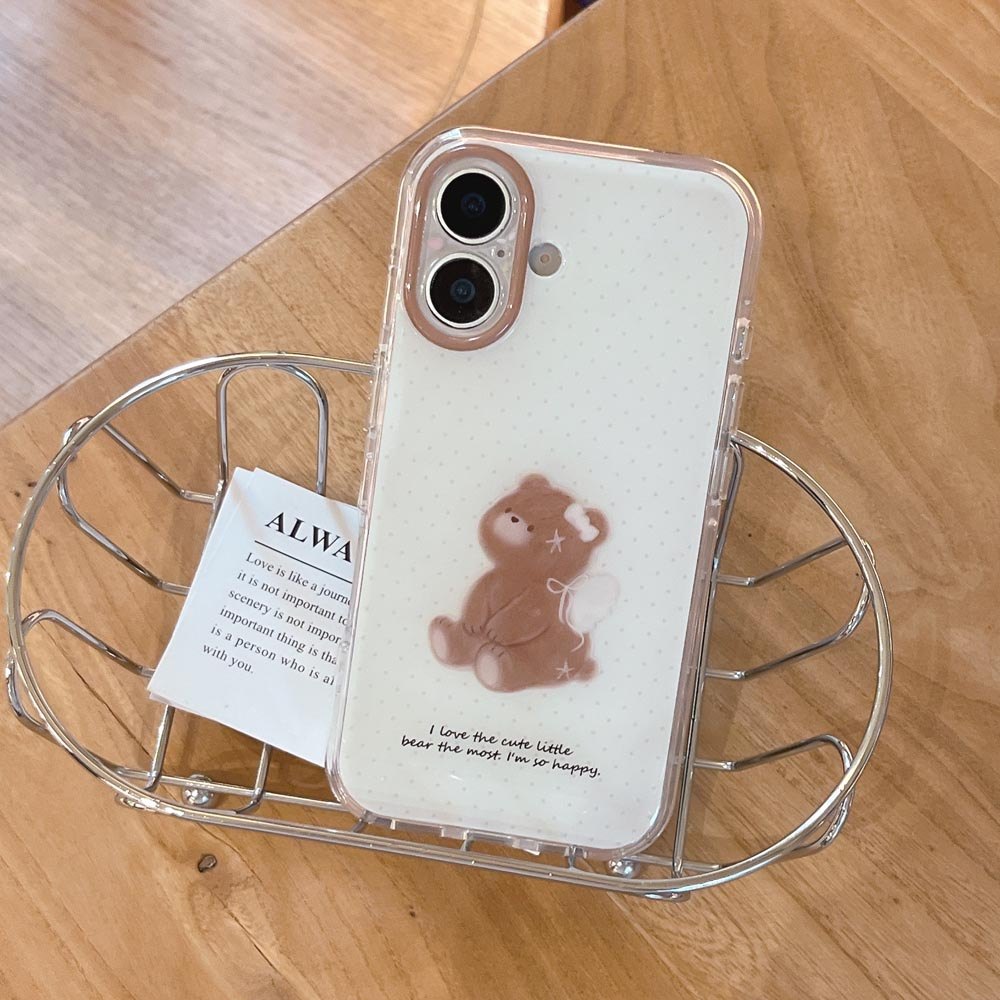 Ốp lưng cứng Tương thích với iPhone 15 15Pro 15ProMax 16 16Pro 16ProMax 17 17Pro 17ProMax Ốp lưng họa tiết hình gấu Wave Point