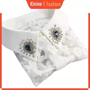 KIN Nữ Cho Kim Cương Giả Ren Thêu Áo Sơ Mi Cổ Giả Có Thể Tháo Rời Vòng Cổ Giả