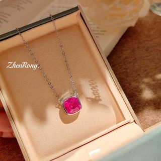 Châu Âu Mỹ ins Phong Cách Mới Bong Bóng Kim Cương Đỏ Corundum Ngọc Lục Bảo Vòng Cổ Nữ