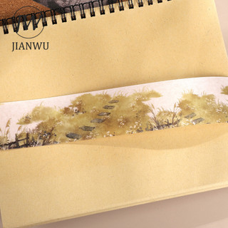 JIANWU 40mm * 200cm Vintage Thu Đông Đồng Cỏ Phong Cảnh Chất Liệu Cắt Băng Thêu Sò PET Sáng Tạo DIY Tạp Chí Văn Phòng Phẩm