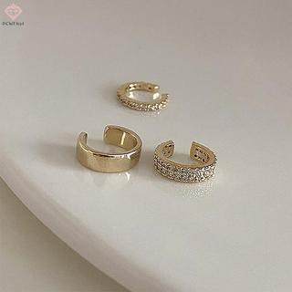 PCWKKef 3 Cái / bộ Thời Trang Hình Chữ C Zircon Vòng Tai Xuyên Kẹp Tai Cho Nữ Tối Giản Tính Khí Bông Tai Dự Tiệc Trang Sức Quà Tặng Mới