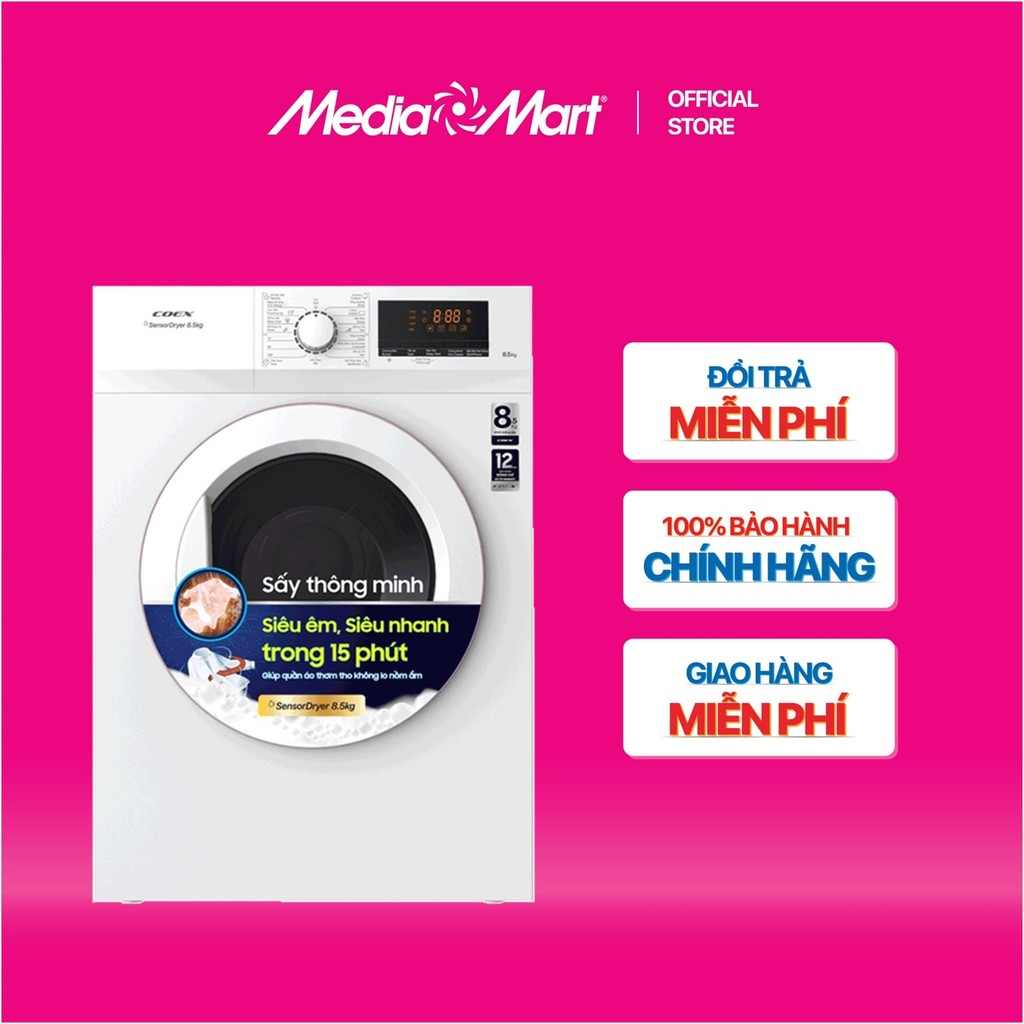 [MEDIAMART] - Máy sấy quần áo thông hơi Coex 8,5kg CD-80AVW - FREESHIP,Bảohànhchínhhãng