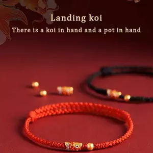 Vòng tay may mắn cá Koi cầm tay thời trang Vòng tay dệt tay dành cho nữ Những người bạn thân nhất Người yêu Kích thước Vòng tay có thể điều chỉnh Quà tặng [Mina]