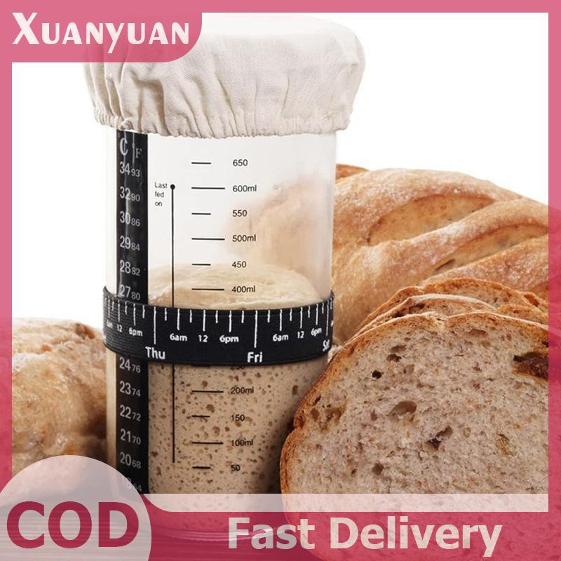 XUAN Glass Sourdough Starter Jar Kit 730ml Hộp đựng lên men Bình đựng bột miệng rộng cho nhà bếp Nướng thực phẩm Bảo quản VN