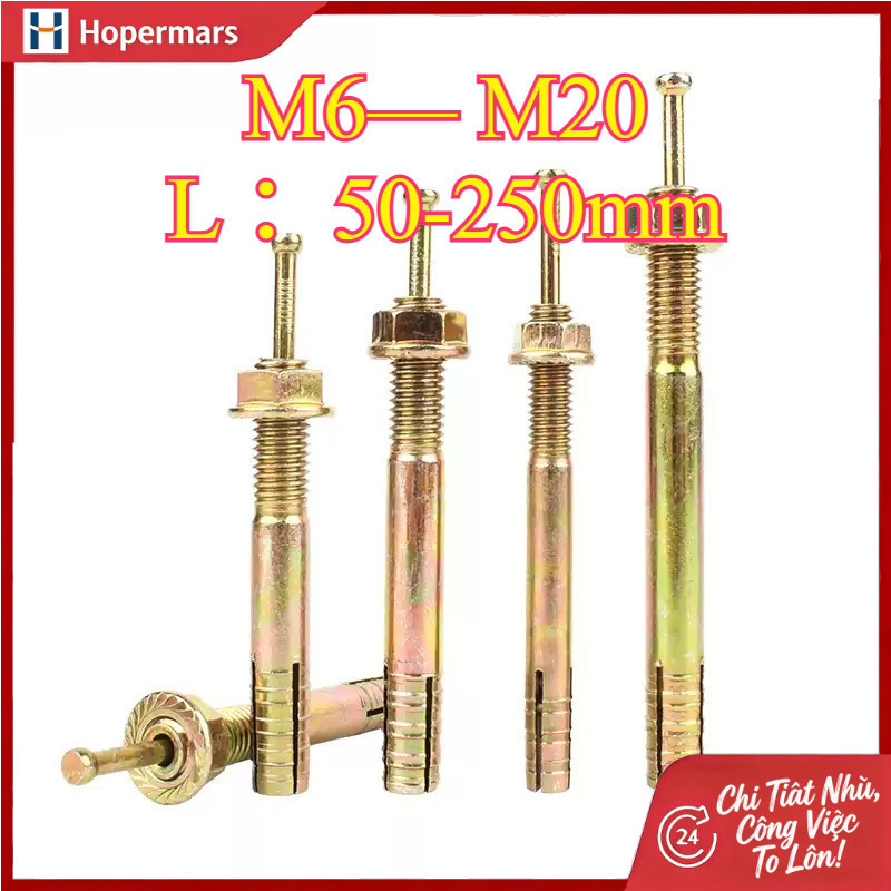 Tắc kê sắt, Bu lông nở sắt, nở rút thép M6-M20 L:50-250mm (HA-LR-VN-1 ...