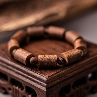 Vòng Tay Trầm Đốt Trúc - Tốc Vườn Quảng Nam - Trầm Hương Yên Lộc Phụ Kiện - Tặng kèm hộp gấm