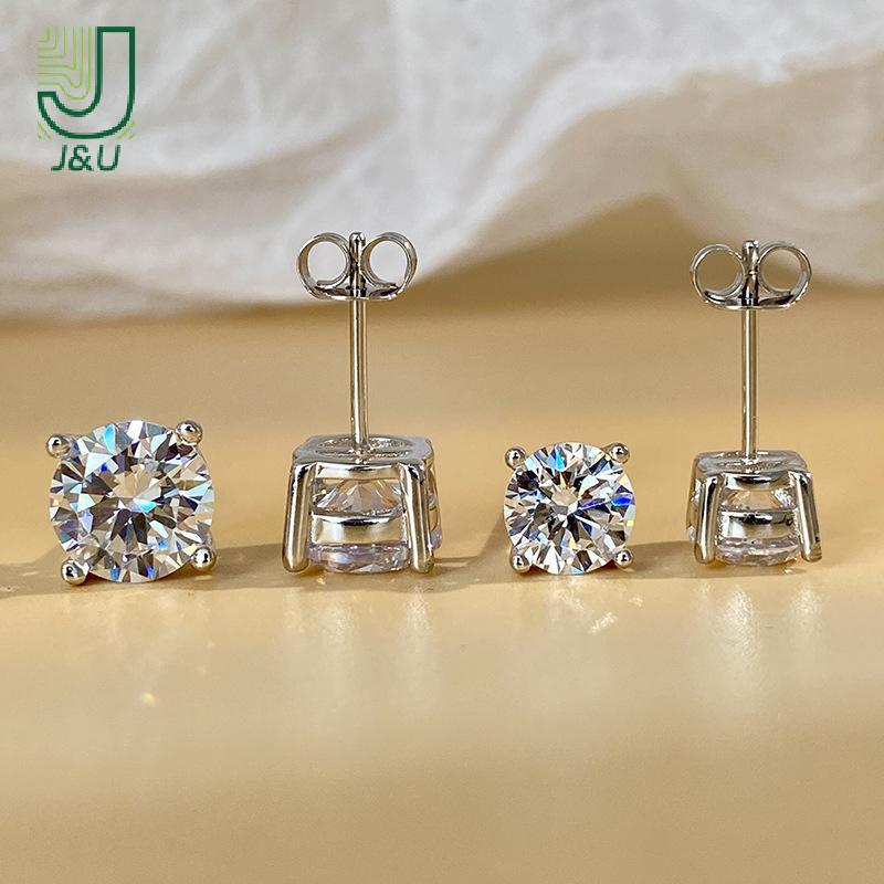 J & U 3-8mm 1 Đôi Bông Tai Tròn Bạc Thời Trang Nam Nữ Đơn Giản Bông Tai Cho Đảng Đá Quý Quà Tặng Mới