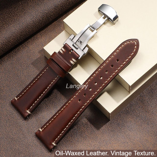 20 / 22 / 24mm Hộp Quà Tặng Vỏ Cordovan Chính Hãng Yên Da Đồng Hồ Dành Cho Nam Nữ Phát Hành Nhanh Sáng Bóng Chống Thấm Nước Da Bò Dây Đeo Tay Dây Đeo Bướm Khóa