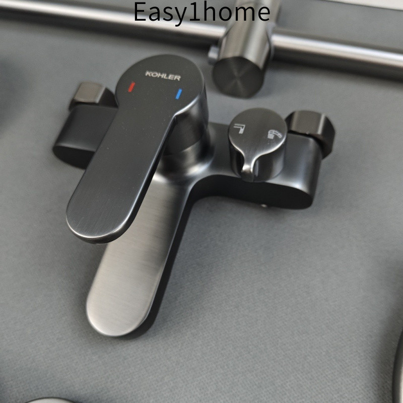 【 KOHLER 】Bộ phòng tắm ba chậu, vòi bồn tắm bằng đồng mạ nước, van trộn nước nóng lạnh, bộ vòi hoa sen, đầu vòi hoa sen