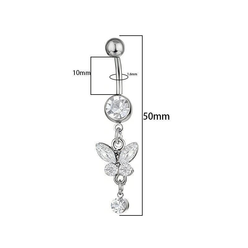 STHB Thép Không Gỉ Rốn Xuyên Pha Lê Bướm Tòn Ten Bụng Nút Nhẫn Cao Cấp Cơ Thể Trang Sức Cho Hợp Thời Trang Nữ Trang Phục VN