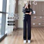 Quần ống thẳng hẹp nữ 2025 cạp cao Drape ống rộng màu đen thông thường Quần chạy sàn Fat mm Phù hợp với quần 5.12