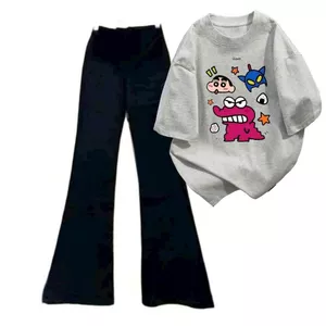 Sét bộ quần loe + áo thun rộng trendy hình khủng long giảm 60%! -quanao94