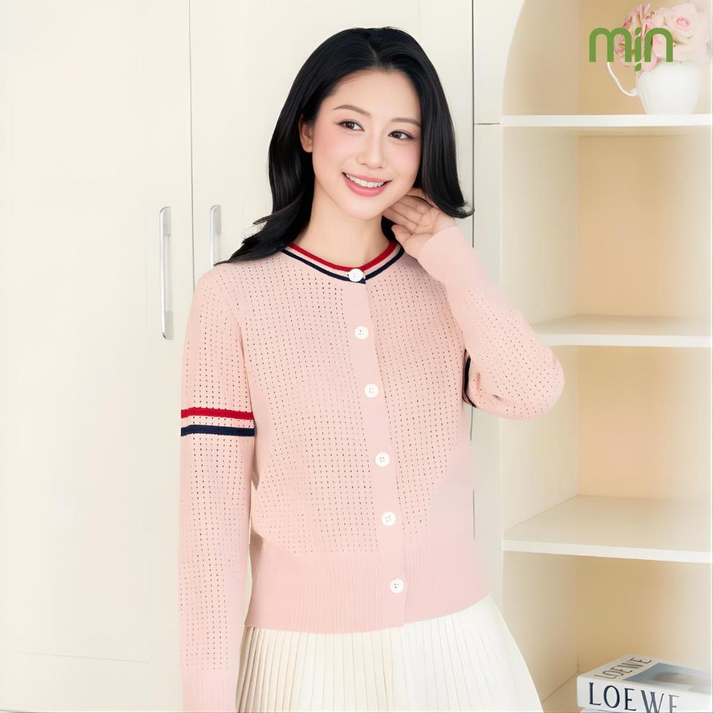 Áo Cardigan Len Nữ Dệt Lỗ Mịn CD05 Phối Sọc Tay Len Mịn Cao Cấp, Dáng Hàn Công Sở, Thanh Lịch